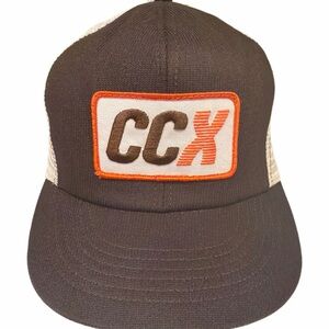 CCX  Trucker Hat in Brown, White and Orange Patch